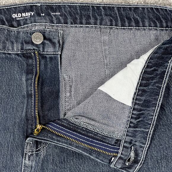 Old Navy Maxi Jean Skirt 14 Mid-Rise Drapey Denim Cargo Grunge Retro Dark Wash - Picture 4 of 10